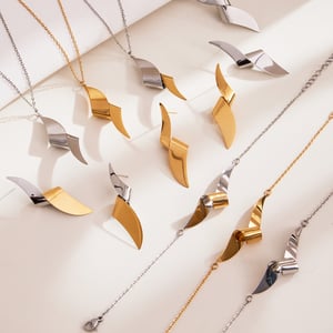 Minimalist Twist Mixed Gold&Silver Colors Stainless Steel Women's Jewelry Sets h5 Picture6