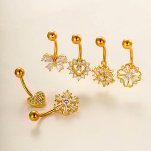 1 Piece Delicate Butterfly Copper Gold Color Zircon Navel Piercings h5 Picture5