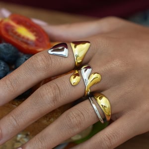 1 Piece  Mixed Gold Color And Silver Colors Stainless Steel Women's Statement Rings h5 Picture2