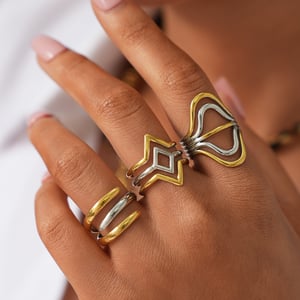 1 Stück einfache unregelmäßige Form Edelstahl Gold Farbe Damen Statement Ringe h5 Bild6