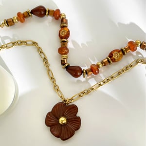 1 Piece Flower Resin Gold Color Acrylic Layered Necklace h5 Picture5
