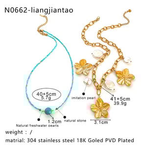 1 Piece Flower Stainless Steel Natural Stone Pendant Necklace h5 Picture2