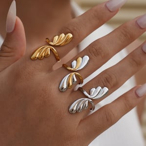1 Piece Designable Irregular Shape Stainless Steel Gold Color Statement Rings h5 Picture4