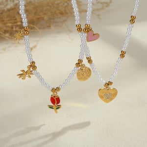 1 Piece  Sweet Flower Heart Stainless Steel Women's Pendant Necklaces h5 Picture2