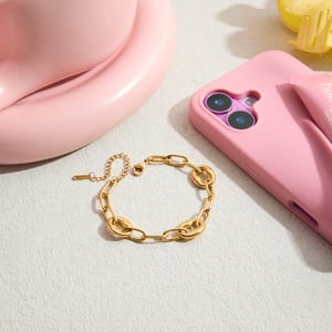 1 Piece Classic Circle Stainless Steel Gold Color Women's Chain Bracelets h5 Picture5
