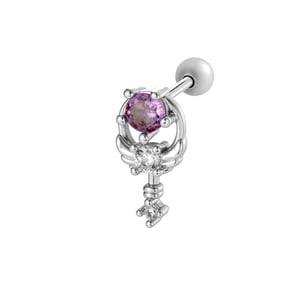 1 Stück Flügelform Kupfer Gold Farbe Zirkon Piercing Ohrring h5 