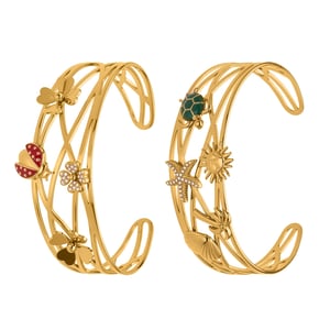 1 Piece Luxurious Ladybird Stainless Steel Gold Color Zircon Women's Cuff Bracelets h5 Picture5