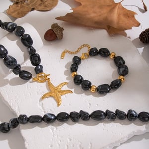 Irregular Shape Resin Beads Starfish Pendant Necklace Set h5 Picture4