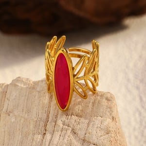 1 Piece Irregular Shape Stainless Steel Gold Color Statement Ring h5 Picture2