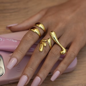 1 Piece Simple  Daily Irregular Shape Stainless Steel  Gold Color Women's Statement Rings h5 Picture4