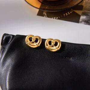 1 Pair Cute Pretzel Stainless Steel Gold Color Women's Stud Earrings h5 Picture8