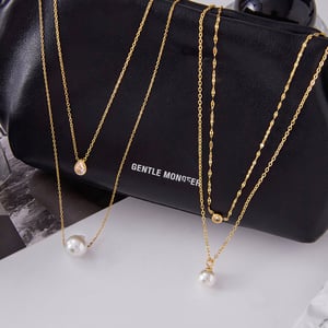 1 Piece Elegant Bead Stainless Steel Gold Color Women's Pendant Necklaces h5 Picture4