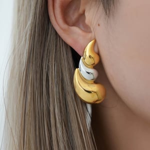 Boucles d&#39;oreilles à tige en acier inoxydable pour femme, 1 pièce, couleurs or et argent mélangées h5 Image6