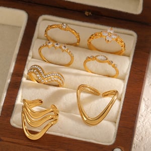 Anillo minimalista de acero inoxidable color dorado de 1 pieza h5 Imagen2