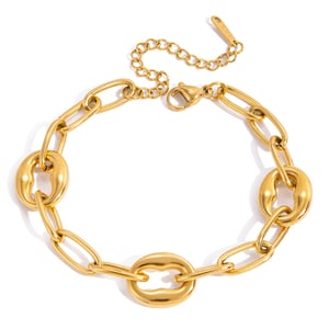 1 Piece Classic Circle Stainless Steel Gold Color Women's Chain Bracelets h5