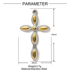 1 Piece Cross Mixed Gold Color And Silver Colors Stainless Steel Women's Pendants h5 Picture2