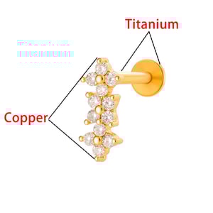 1 Piece Elegant Flower Copper Gold Color Zircon Women's Piercing Earrings h5 Picture7