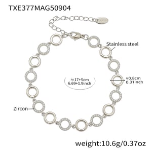 Classic Circle Stainless Steel Gold Color Zircon Women's Jewelry Sets h5
