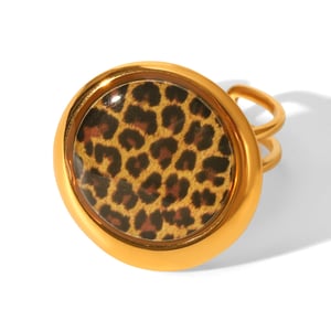 Leopard Pattern Stainless Steel Gold Color Stud Earrings h5