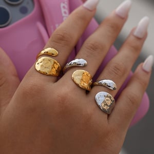 Bague simple et irrégulière en acier inoxydable couleur or pour femme h5 Image6