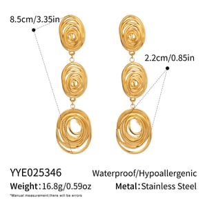 1 Pair Circle Stainless Steel Gold Color Dangle Earrings h5