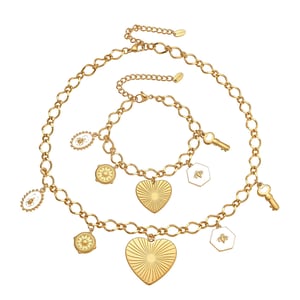 Shinning Series Heart Stainless Steel Gold Color Women's Jewelry Sets h5 Picture7