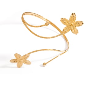 1 stuk luxe bloemenzon roestvrij staal goudkleurige dames manchet armbanden h5