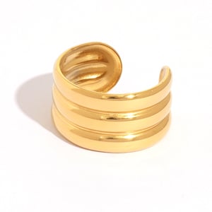 1 Piece Classic Strip Stainless Steel Gold&Silver Color Statement Rings h5