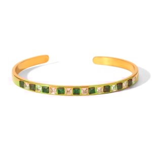 1 Piece Luxurious Series Stainless Steel Gold Color Zircon Cuff Bracelet h5