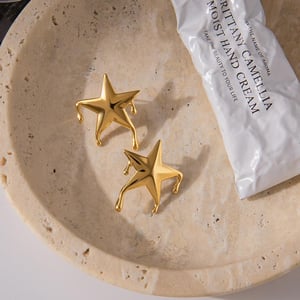 1 Pair Designable Star Stainless Steel Gold Color Women's Stud Earrings h5 Picture7
