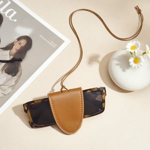 1 Piece Solid Color Magnetic Leather Glasses Clip Necklace h5 Picture4