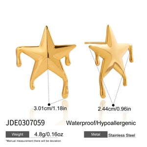 1 Pair Designable Star Stainless Steel Gold Color Women's Stud Earrings h5 Picture2