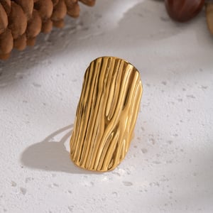 1 Stück Statement-Ring aus Edelstahl mit unregelmäßiger Form und Faden in Goldfarbe h5 Bild4