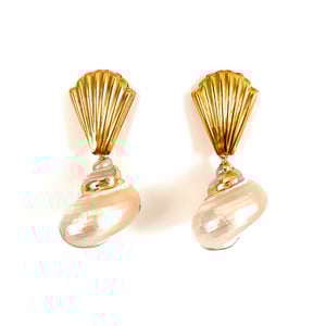 1 Pair Sea Shells Gold Color Drop Earrings h5