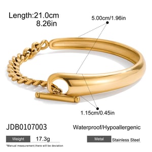 1 Piece Simple Patchwork Stainless Steel Gold Color Women's Chain Bracelets h5 Picture2