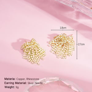 1 Pair Festive Series Flower Tassel Copper Stud Earrings h5