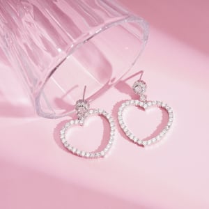 1 Pair Festive Series Sweet Heart Copper Drop Earrings h5 Picture2