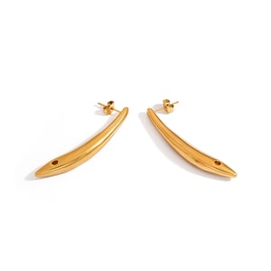 1 Pair Fish Shape Stainless Steel Gold Color Stud Earrings h5 Picture5