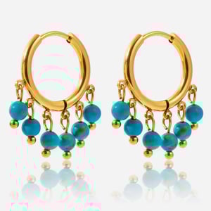 1 Pair Elegant Circle Calaite Stainless Steel Gold Color Women's Hoop Earrings h5