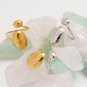 1 Piece Modern Series Oval Stainless Steel Gold Color Statement Rings h5 Picture5