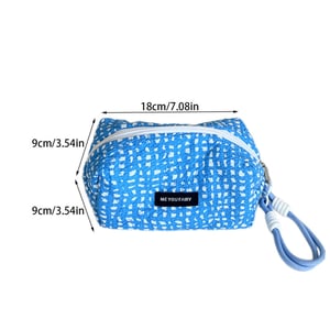 1 Piece Fresh Light Blue Checkered Women's Makeup Bags h5 Picture5