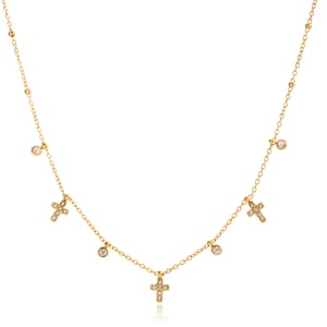1 Piece Sophisticated Cross Stainless Steel Gold Color Zircon Women's Pendant Necklaces h5