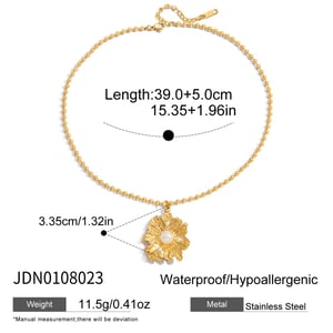 1 Piece Sweet Flower Stainless Steel Gold Color Women's Pendant Necklaces h5 Picture2