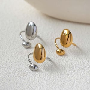 1 Piece Modern Series Oval Stainless Steel Gold Color Statement Rings h5 Picture6