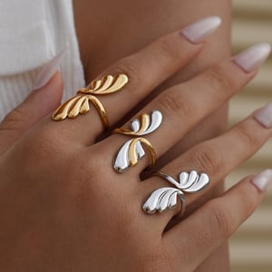 1 Piece Designable Irregular Shape Stainless Steel Gold Color Statement Rings h5 Picture6