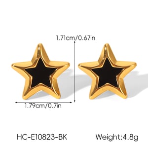 1 Pair Enamel Star Stainless Steel Gold Color Stud Earrings h5 Picture2