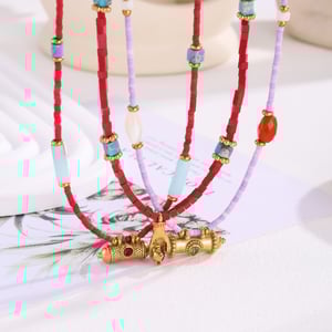Collar de cuentas vintage para mujer con piedras naturales de colores variados (1 pieza) h5 Imagen4