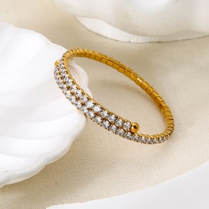 1 Stück luxuriöses Armband aus Edelstahl in Goldfarbe mit Zirkonia h5 Bild3