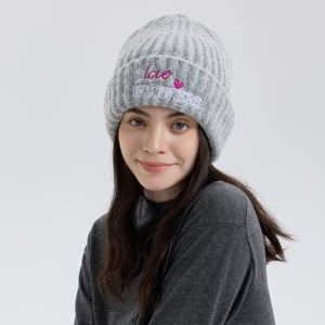 1 Piece Embroidered Heart Rayon Knitted Hat h5 Picture2