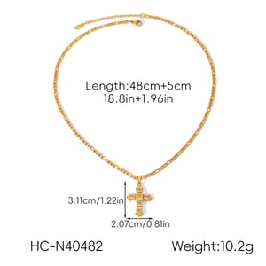 1 Piece Cross Stainless Steel Gold Color Zircon Pendant Necklace h5 Picture2